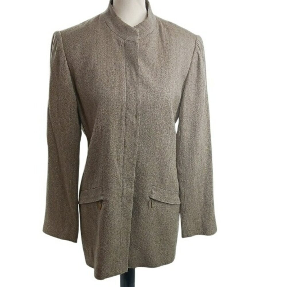 Liz Claiborne Womens Wool Blend Blazer Jacket Vintage Tailored Brown Size 6